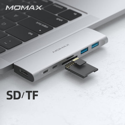 MOMAX 7-in-1 Multi-function Converter Dual Type-C HUB Expander for MacBook Series Devices