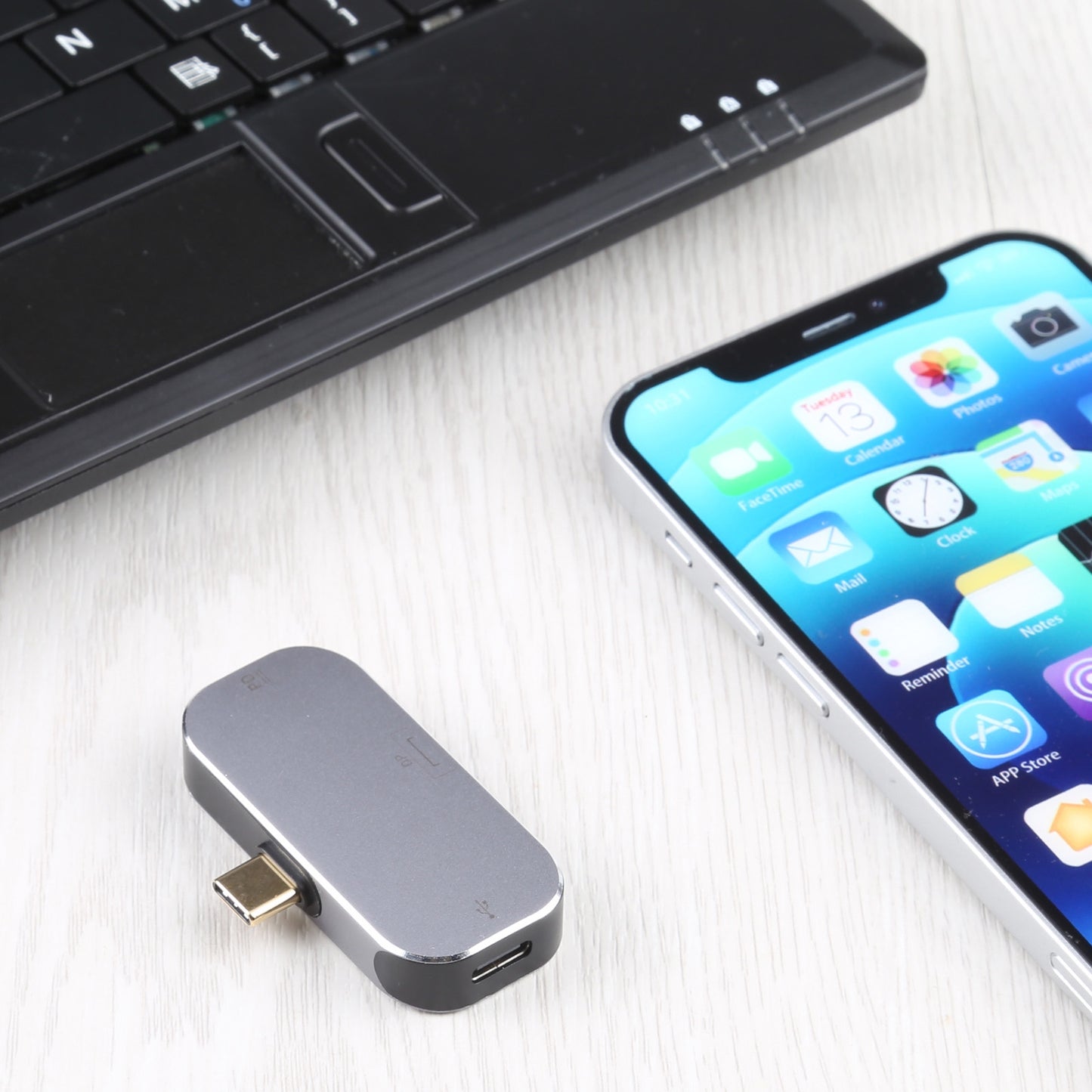3-in-1 Type-C Male to Dual Type-C+DP Female Converter Fast Charging Data Transmission Adapter