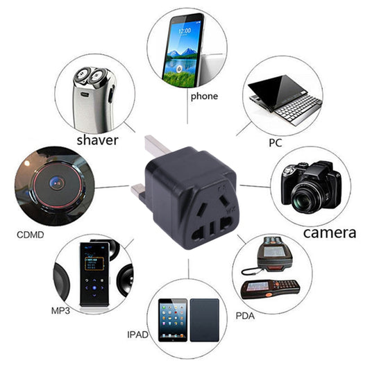 13A 250V 5-Hole to UK Plug Travel Conversion Adapter Wall Socket Converter with Fuse Protection