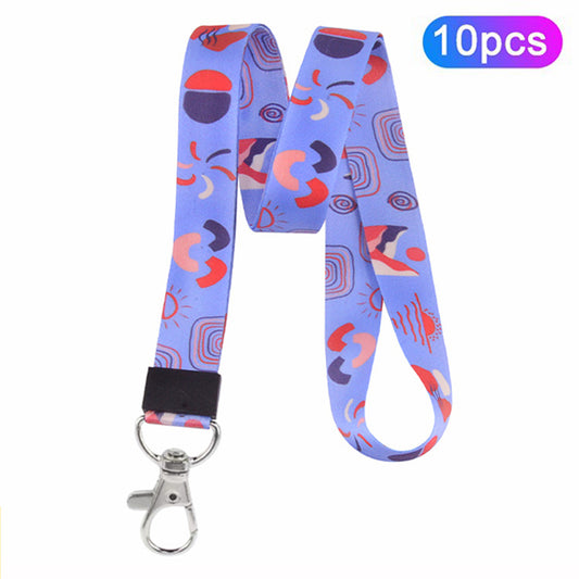 10Pcs / Pack Cartoon Pattern Neck Strap Mobile Phone Lanyard Name Tag Work Card Neck Hanging Rope
