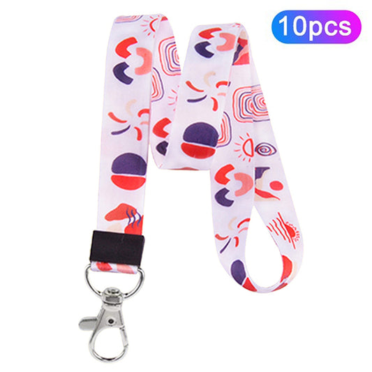 10Pcs / Pack Cartoon Pattern Neck Strap Mobile Phone Lanyard Name Tag Work Card Neck Hanging Rope