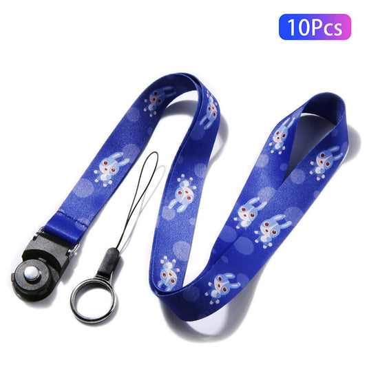 10Pcs / Pack Chinese Zodiac Printed Detachable Finger Ring Rope Rotating Buckle Lanyard Mobile Phone Name Tag Neck Strap