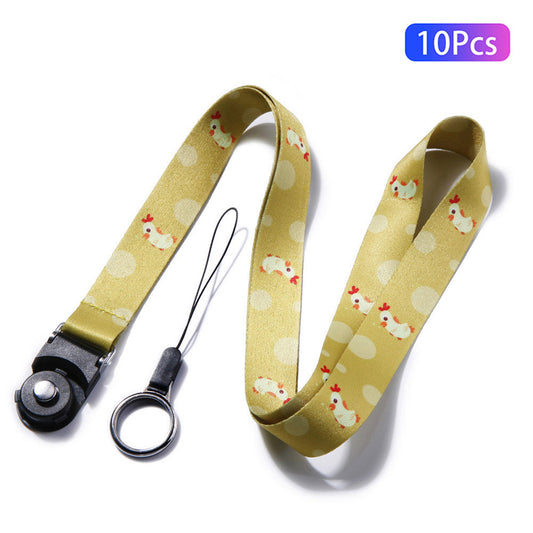10Pcs / Pack Chinese Zodiac Printed Detachable Finger Ring Rope Rotating Buckle Lanyard Mobile Phone Name Tag Neck Strap