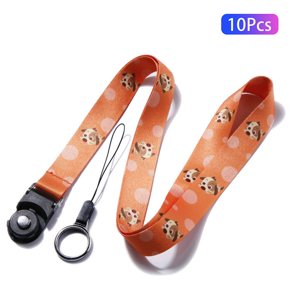 10Pcs / Pack Chinese Zodiac Printed Detachable Finger Ring Rope Rotating Buckle Lanyard Mobile Phone Name Tag Neck Strap