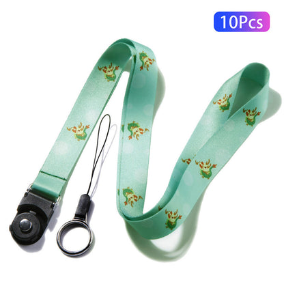 10Pcs / Pack Chinese Zodiac Printed Detachable Finger Ring Rope Rotating Buckle Lanyard Mobile Phone Name Tag Neck Strap