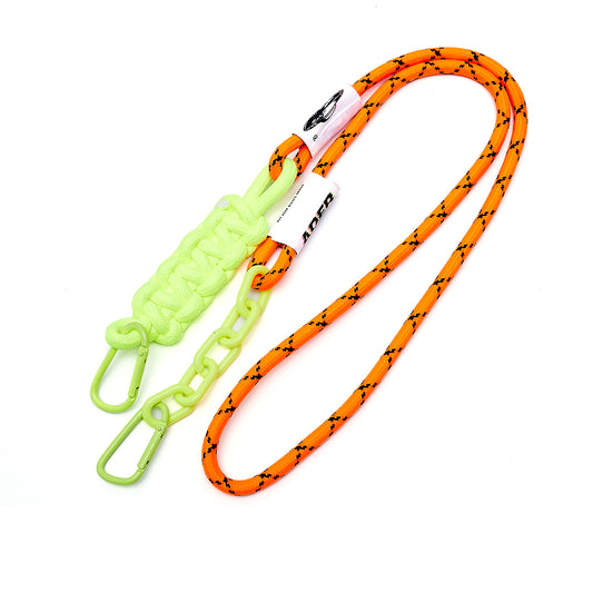 1m Braided Rope Design Fluorescent Neck Rope Universal Cell Phone Lanyard Crossbody Strap with Transparent Patch