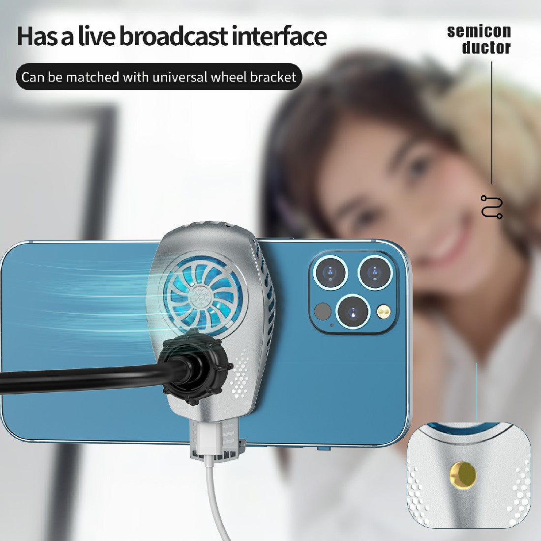 K3 Mobile Phone Game Cooler Snap-on Cooling Fan Holder Stand Radiator for iPhone Xiaomi Samsung