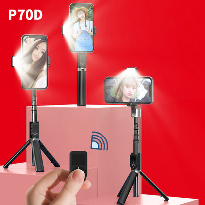 P70D Aluminum Alloy Retractable Bluetooth Selfie Stick LED Fill Light with Tripod