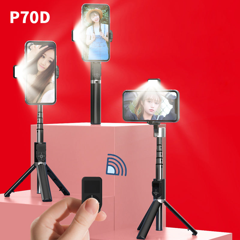 P70D Aluminum Alloy Retractable Bluetooth Selfie Stick LED Fill Light with Tripod