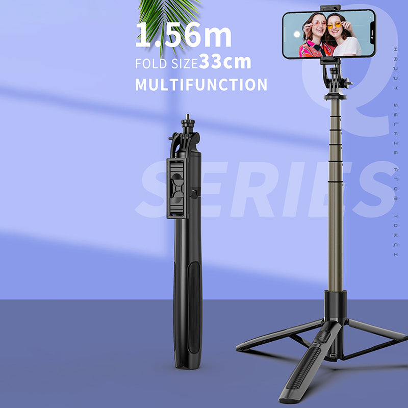 Q06 Multi-function 1.56m Telescopic Handheld Bluetooth Selfie Stick Tripod Stand with Shutter Remote