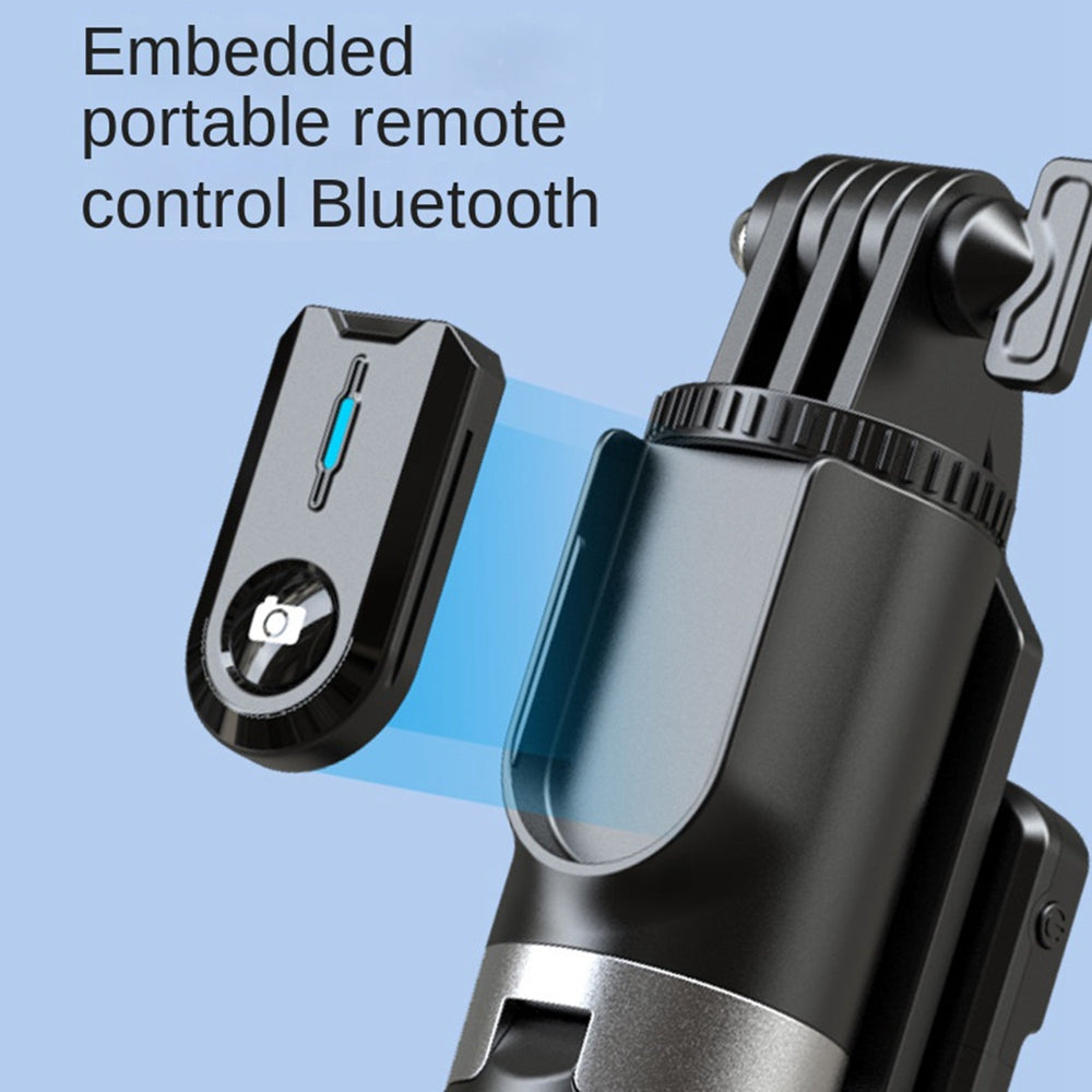 P100D 1.8m Aluminum Alloy Bluetooth Selfie Stick Portable Tripod Stand Adjustable Phone Holder with Single Fill Light Support 360-Degree Rotating for iPhone Samsung