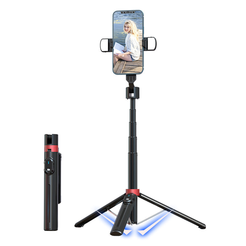 P140D-2 1.4m Portable Bluetooth Selfie Stick Extendable Tripod Phone Stand with Dual Fill Lights Support 360-Degree Rotating Photography Devices