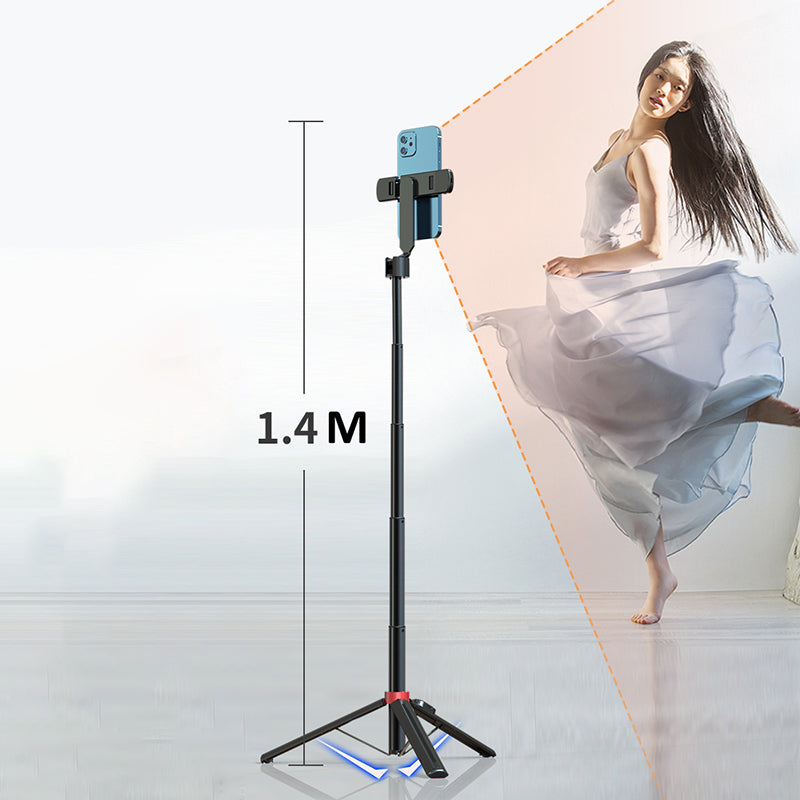 P140D-2 1.4m Portable Bluetooth Selfie Stick Extendable Tripod Phone Stand with Dual Fill Lights Support 360-Degree Rotating Photography Devices