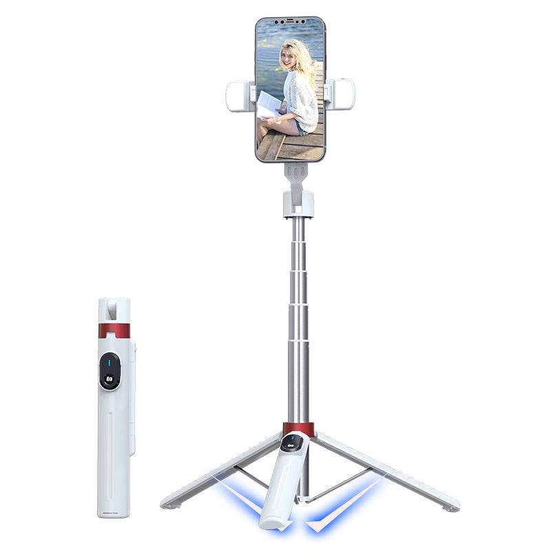 P140D-2 1.4m Portable Bluetooth Selfie Stick Extendable Tripod Phone Stand with Dual Fill Lights Support 360-Degree Rotating Photography Devices