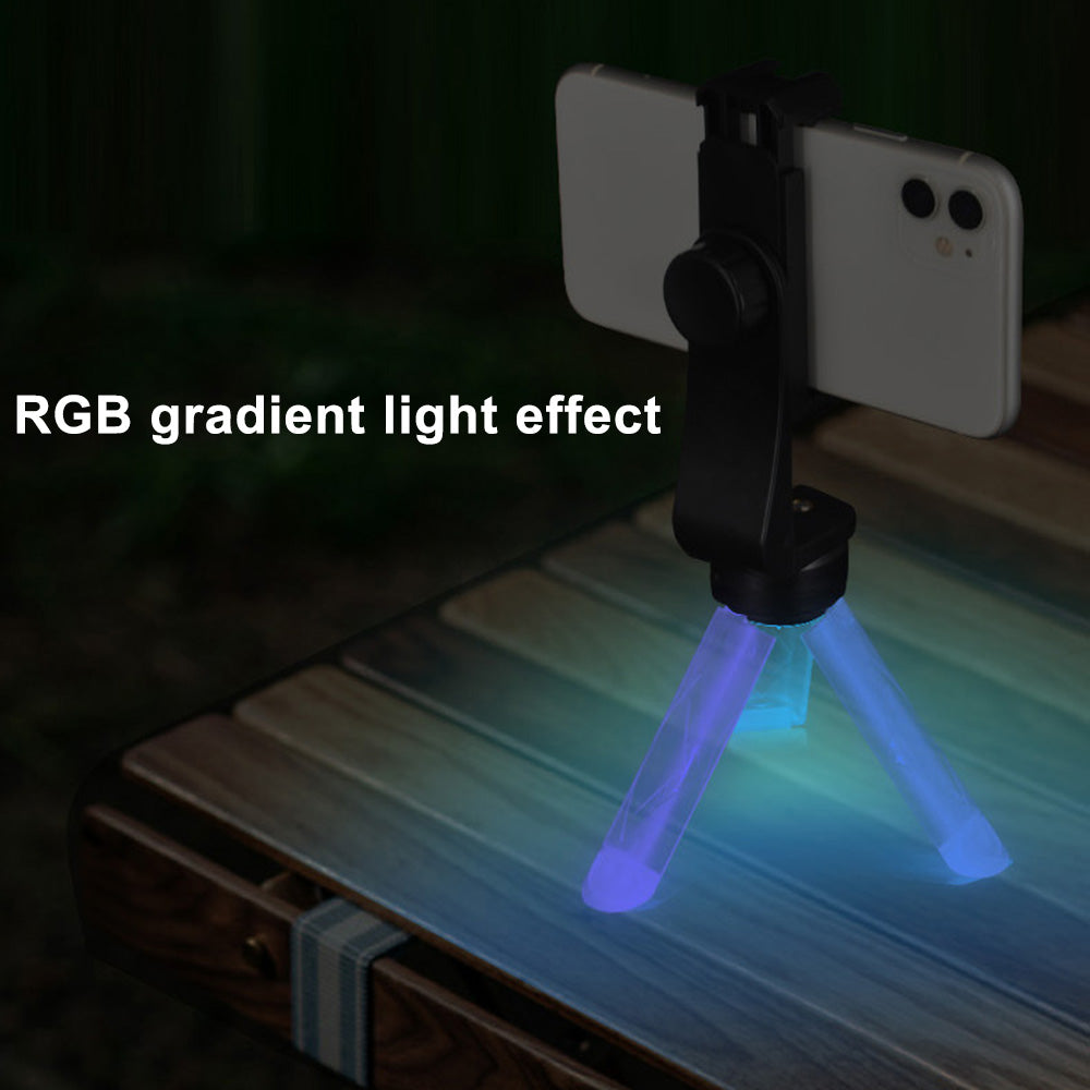 LY01 Outdoor Camping Rechargeable RGB Lighting Tripod Stand with Phone Holder Clip