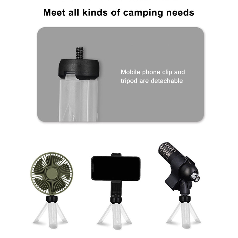 LY01 Outdoor Camping Rechargeable RGB Lighting Tripod Stand with Phone Holder Clip