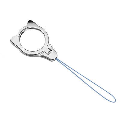 2-in-1 Cat Head Finger Ring Phone Kickstand Cellphone Anti-drop Lanyard Hand Rope
