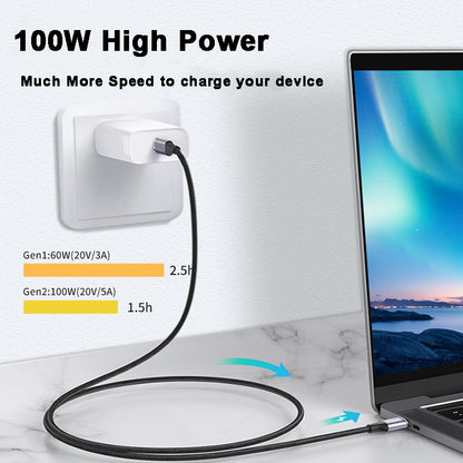 1m 100W PD USB-C QC4.0 4K Cable USB3.1 Gen2 10Gbps Thunderbolt 3 Fast Charging Data Video Transmission Cord for MacBook Air/iPad Pro 2020