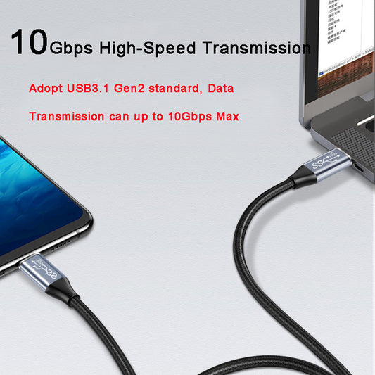 2m Type C to Type C Cable USB 3.1 Multi-functional Gen2 10Gbps 100W PD Nylon Braided USB C Cable (Male to Male)