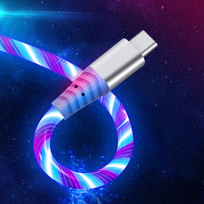 2m Glowing 3A Fast Charging Cable High-Speed Flowing Streamer Light LED Data Transfer Micro USB Cable