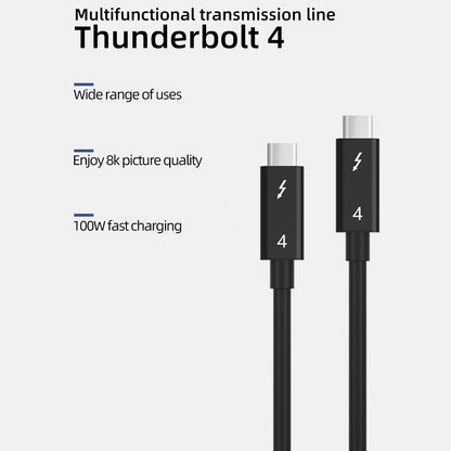 1m 40Gbps High-speed Data Transfer Cord Thunderbolt 4 Adapter Cable Male to Male 100W Fast Charging Cord for Thunderbolt 4 Docking Station - Black