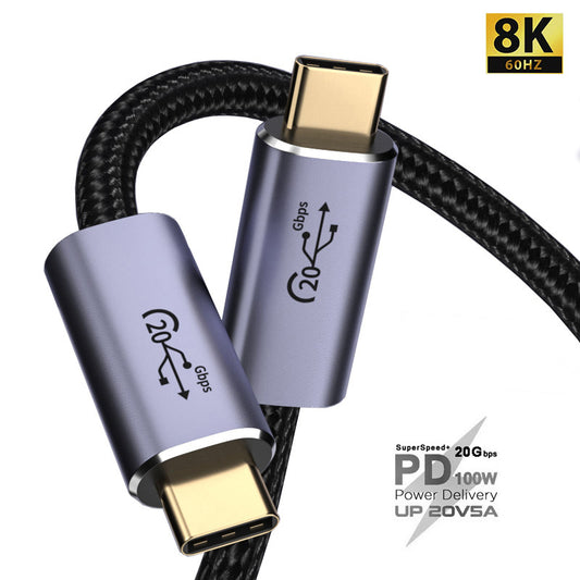 1m PD 100W USB-C 3.2 Gen2 Fast Charging Data Transmission Cable 20Gbps 8K/60Hz HD Video Data Cord