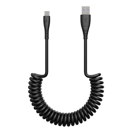 Retractable 3A Type-C Spring Coil USB Cable Mobile Phone Charging Data Transmission Cord