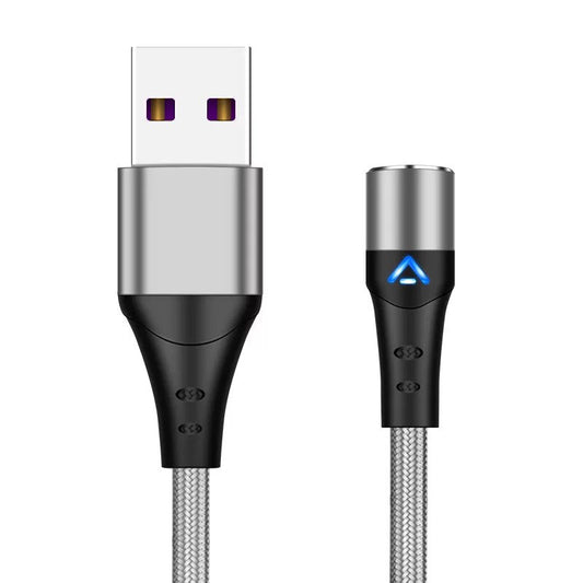 1m Magnetic Adsorption Nylon Braided 5A Fast Charging Cable USB Data Cord with LED Indicator (No Magnetic Adapter)