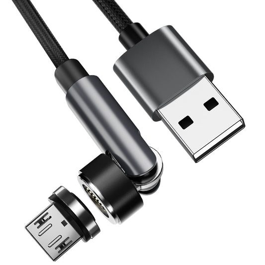 1m Nylon Braided Data Cord Fast Charging Cable + 540 Degrees Rotating Magnetic Attraction Micro Plug
