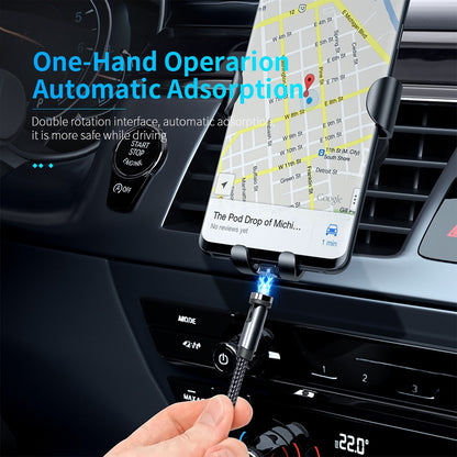 1m Braided Data Cord 540 Degrees Rotatable Charging Cable with Magnetic Adsorption Micro Plug