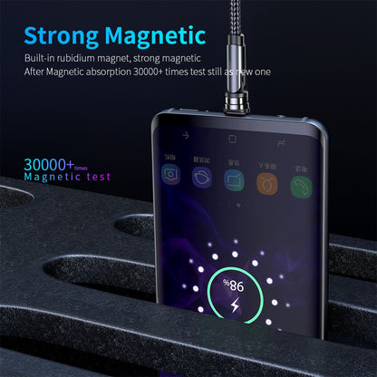 1m Braided Data Cord 540 Degrees Rotatable Charging Cable with Magnetic Adsorption Micro Plug