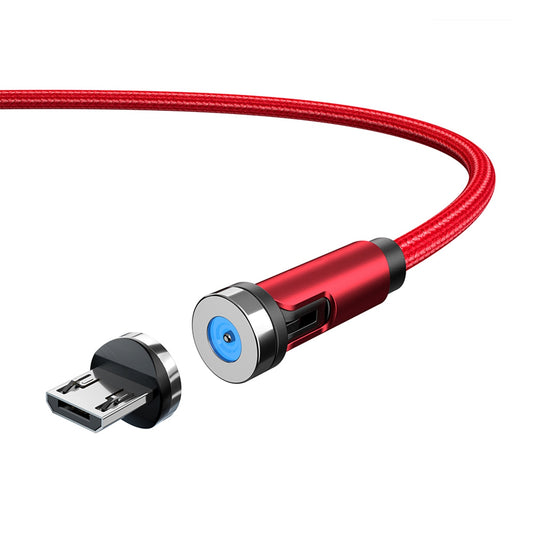 1m Braided Data Cord 540 Degrees Rotatable Charging Cable with Magnetic Adsorption Micro Plug
