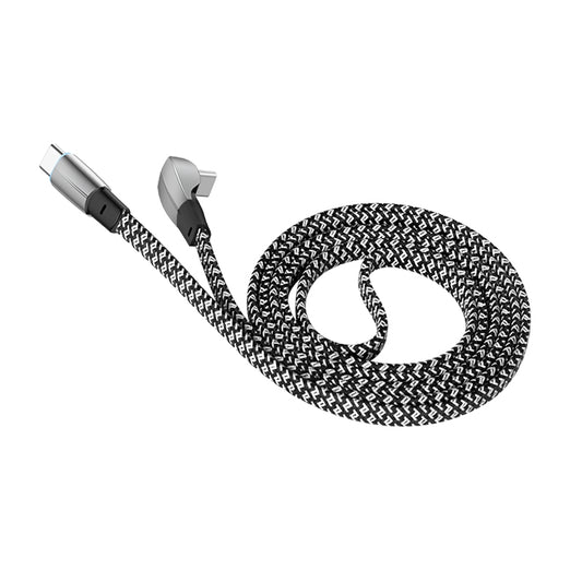 1.2m Elbow Design Dual Type C High-speed 3A Fast Charging Cable 480Mbps Transmission Data Cord