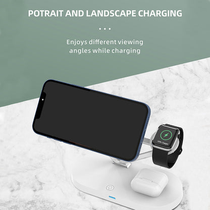 Z9 5-in-1 15W Magnetic Wireless Charger LED Atmosphere Light Desktop Wireless Charging Stand Dock with USB Output Port for iPhone/Apple Watch/AirPods