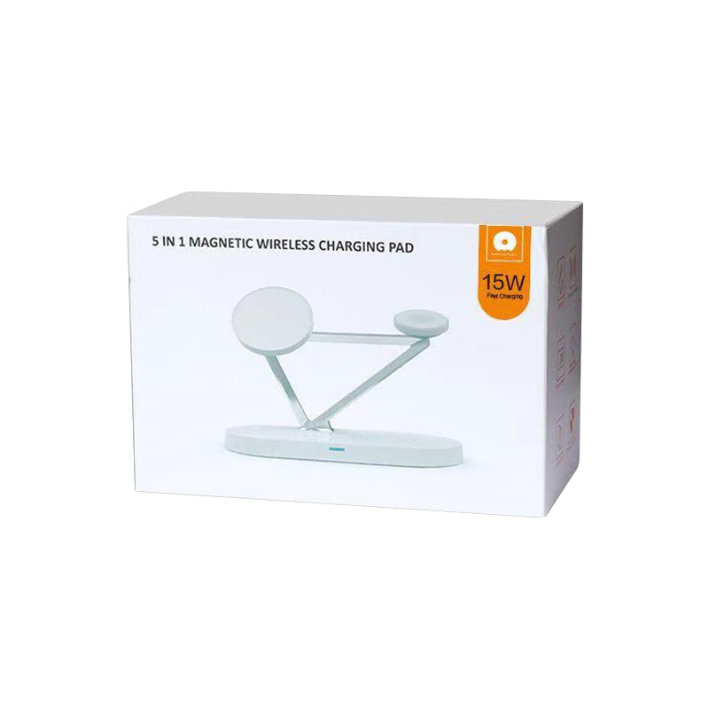 Z9 5-in-1 15W Magnetic Wireless Charger LED Atmosphere Light Desktop Wireless Charging Stand Dock with USB Output Port for iPhone/Apple Watch/AirPods