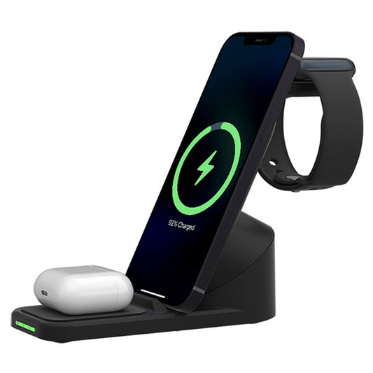 T8 Pro 3 in 1 Desktop Wireless Charger for iPhone / iWatch / AirPods 15W Max Rotatable Charging Dock Stand