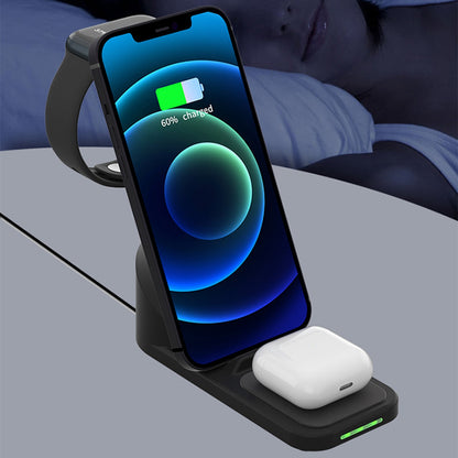 T8 Pro 3 in 1 Desktop Wireless Charger for iPhone / iWatch / AirPods 15W Max Rotatable Charging Dock Stand