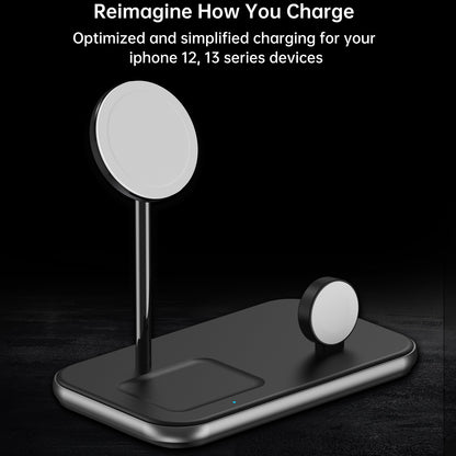CHOETECH T589-F MFI & MFM Certified 3 in 1 Magnetic Wireless Charger Charging Station with 12V / 3A Power Adapter for iPhone / iWatch / AirPods