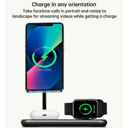 CHOETECH T589-F MFI & MFM Certified 3 in 1 Magnetic Wireless Charger Charging Station with 12V / 3A Power Adapter for iPhone / iWatch / AirPods