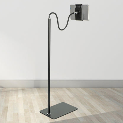 175cm Tablet Floor Stand Cell Phone Holder with Flexible Gooseneck Stable Base 360 Degree Rotating Mobile Phone Lazy Bracket Compatible with iPhone iPad for Live Streaming