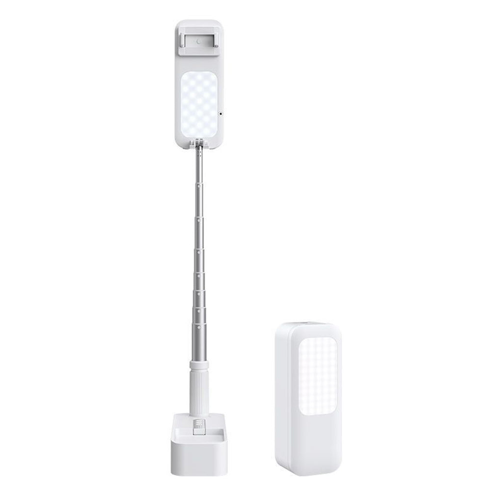 ESSAGER V6 Integrated Phone Stand Stretchable Fill Light Selfie Stick for Live Streaming Folding Bluetooth Phone Holder with 7-Level Lights Adjustment