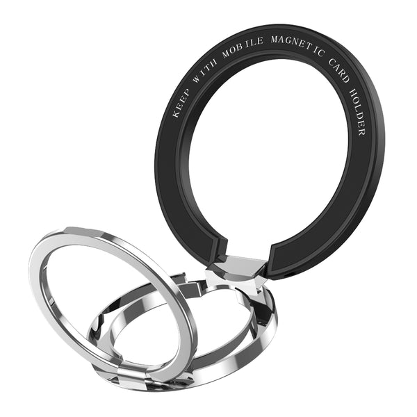 Magnetic Phone Ring Compatible with MagSafe, Double-axis Magnetic Metal Phone Grip Ring Holder with Adjustable Kickstand