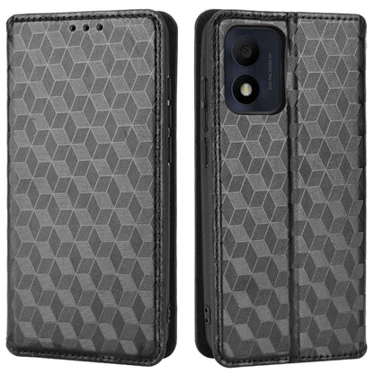 For Alcatel 1B (2022)/TCL 303 Drop-proof Phone Cover Rhombus Pattern Imprinted Flip Leather Wallet Case Stand with Magnetic Closure