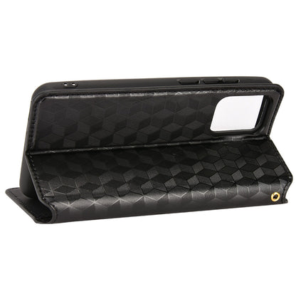 For Alcatel 1B (2022)/TCL 303 Drop-proof Phone Cover Rhombus Pattern Imprinted Flip Leather Wallet Case Stand with Magnetic Closure