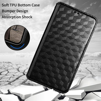 For Alcatel 1B (2022)/TCL 303 Drop-proof Phone Cover Rhombus Pattern Imprinted Flip Leather Wallet Case Stand with Magnetic Closure