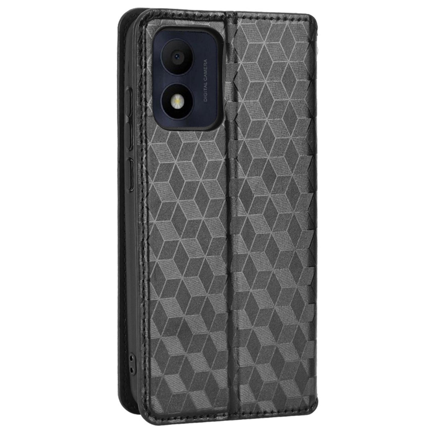 For Alcatel 1B (2022)/TCL 303 Drop-proof Phone Cover Rhombus Pattern Imprinted Flip Leather Wallet Case Stand with Magnetic Closure