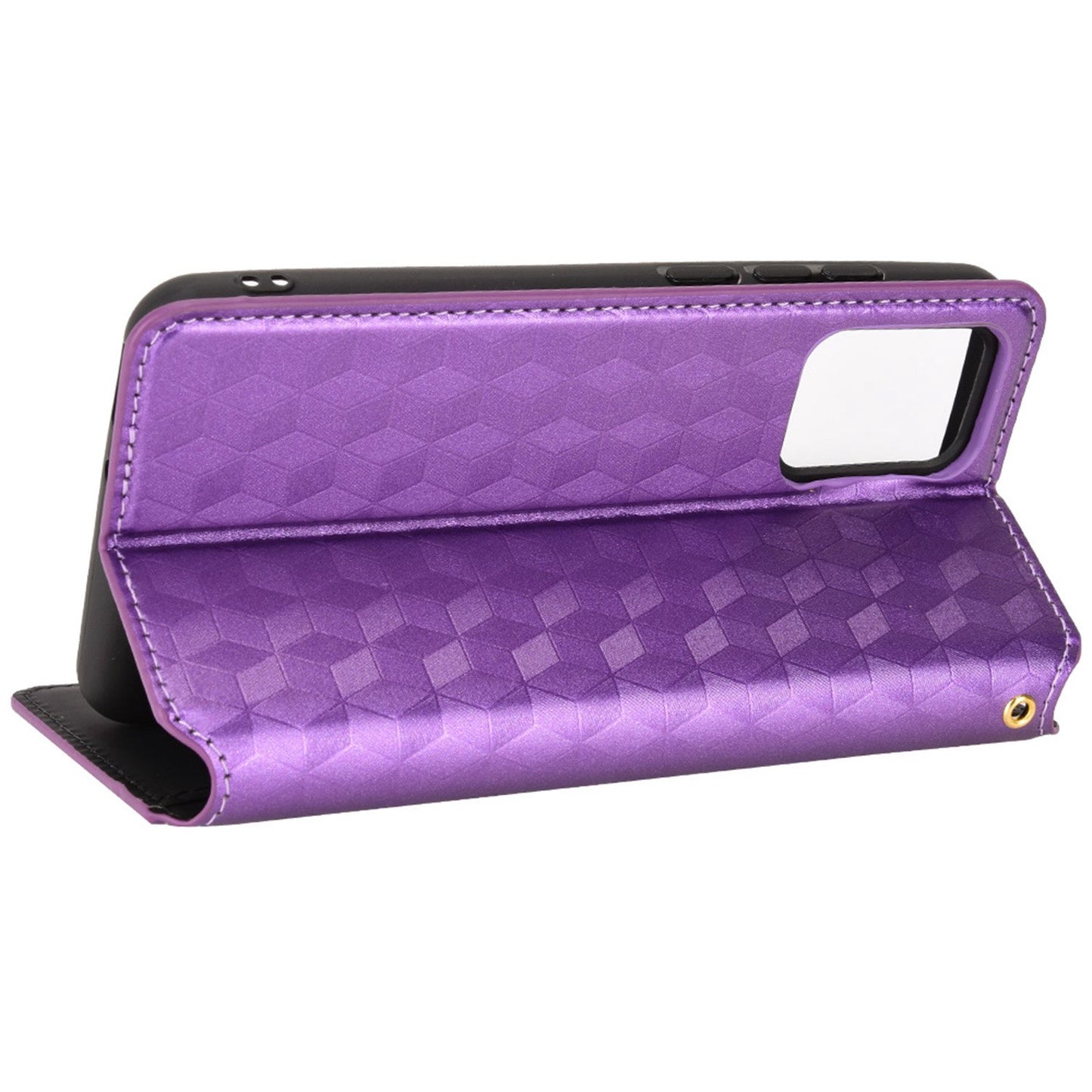 For Alcatel 1B (2022)/TCL 303 Drop-proof Phone Cover Rhombus Pattern Imprinted Flip Leather Wallet Case Stand with Magnetic Closure
