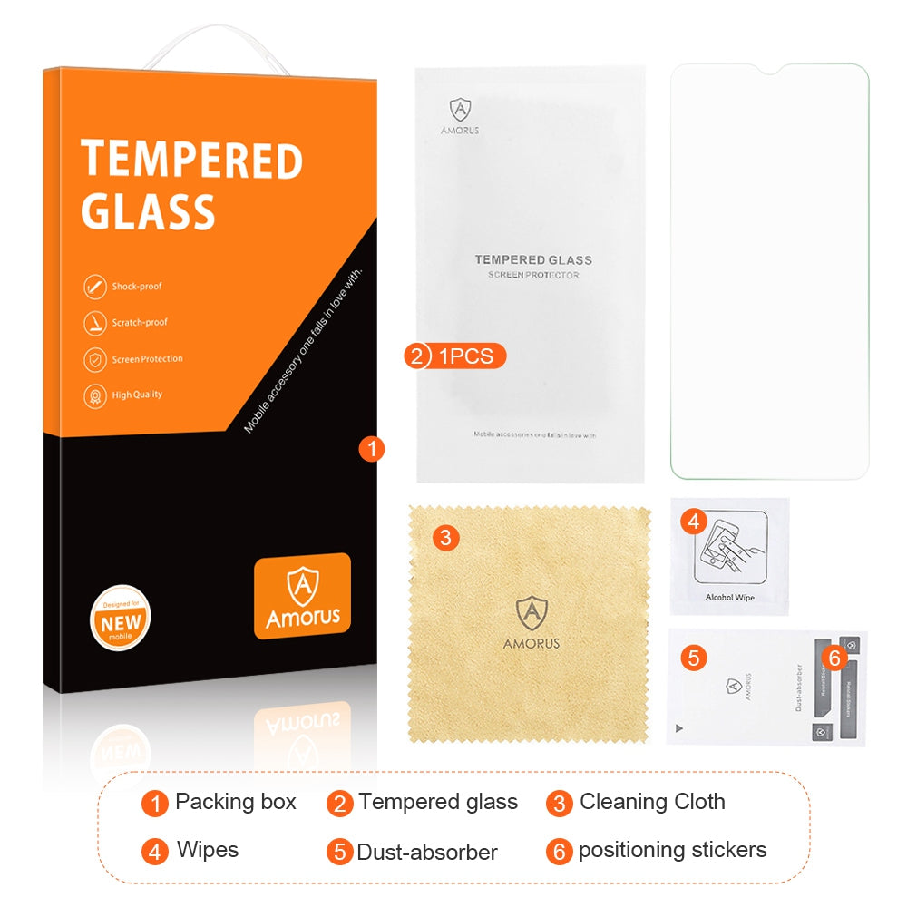 AMORUS For Samsung Galaxy A10 Screen Protector High Aluminum-silicon Glass 2.5D Edge 9H Hardness Clear Anti-fingerprint Film
