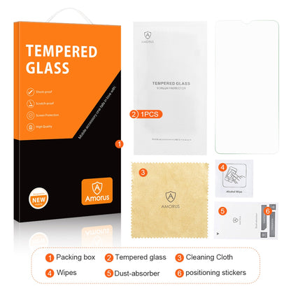 AMORUS For Samsung Galaxy A10 Screen Protector High Aluminum-silicon Glass 2.5D Edge 9H Hardness Clear Anti-fingerprint Film