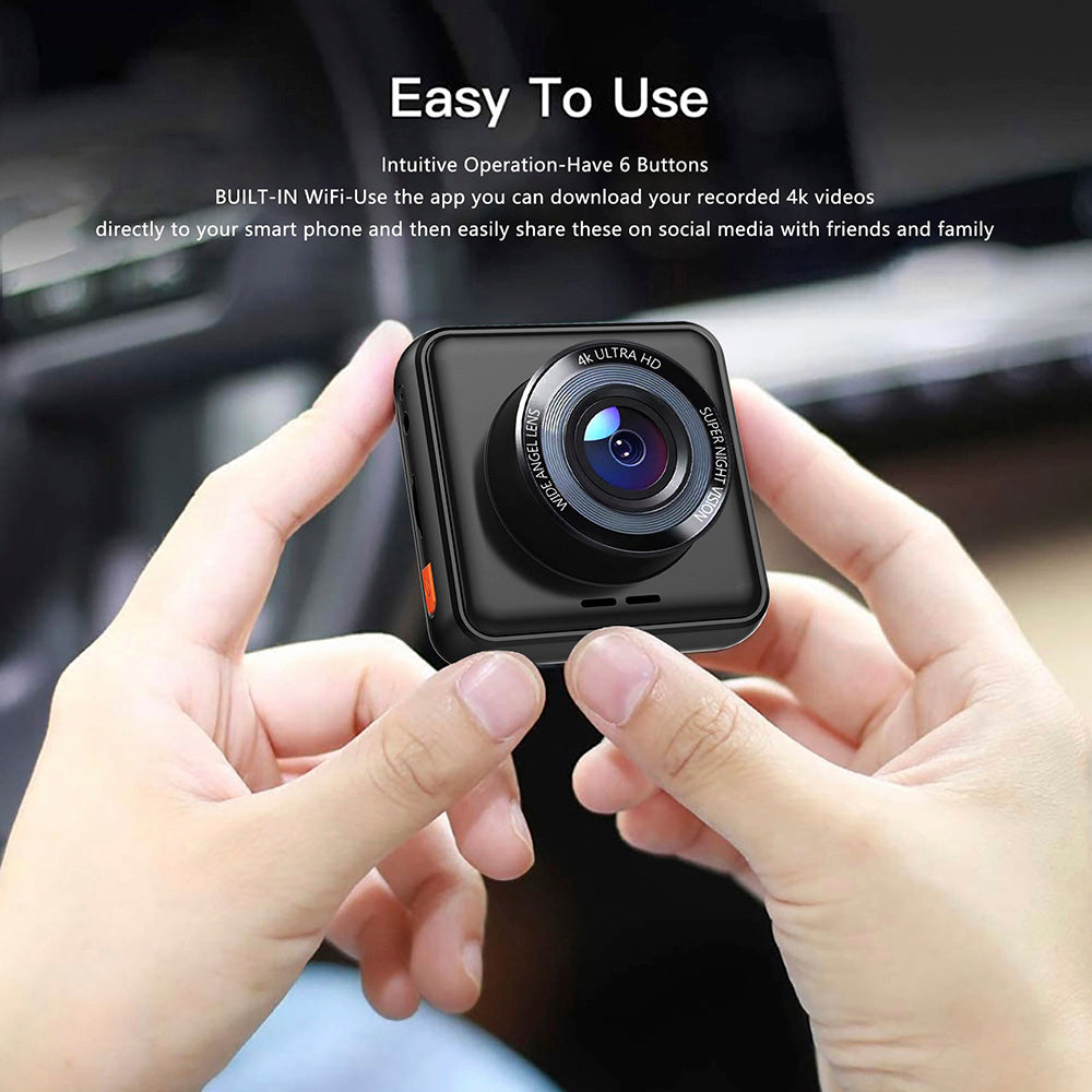 V52 True 4K UHD Driving Recorder 2" IPS Screen WiFi Recorder with Loop Recording Smart Voice Interaction Support 3840x2160P